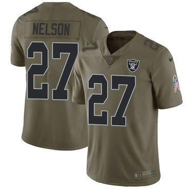 Nike Oakland Raiders #27 Reggie Nelson Olive Men’s Stitched NFL Limited 2017 Salute To Service Jersey