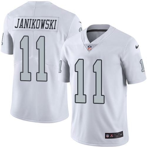 Nike Raiders #11 Sebastian Janikowski White Men’s Stitched NFL Limited Rush Jersey