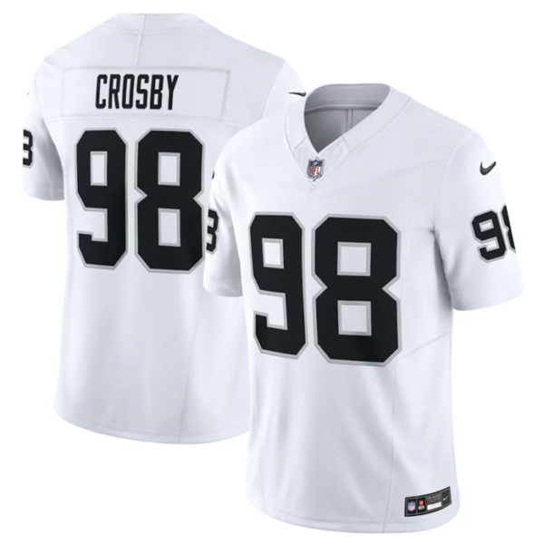 Men’s Las Vegas Raiders #98 Maxx Crosby White 2023 F.U.S.E Vapor Untouchable Stitched Football Jersey