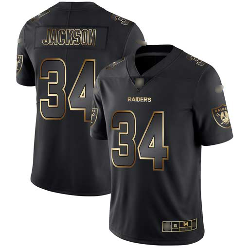 Raiders #34 Bo Jackson Black Gold Men’s Stitched Football Vapor Untouchable Limited Jersey