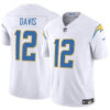 Los Angeles Chargers #12 Derius Davis White 2024 FUSE Vapor Limited Jersey