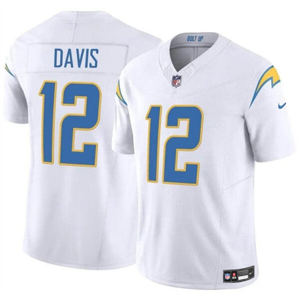 Los Angeles Chargers #12 Derius Davis White 2024 FUSE Vapor Limited Jersey