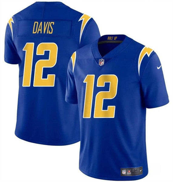 Los Angeles Chargers #12 Derius Davis Royal 2024 Vapor Limited Football Jersey