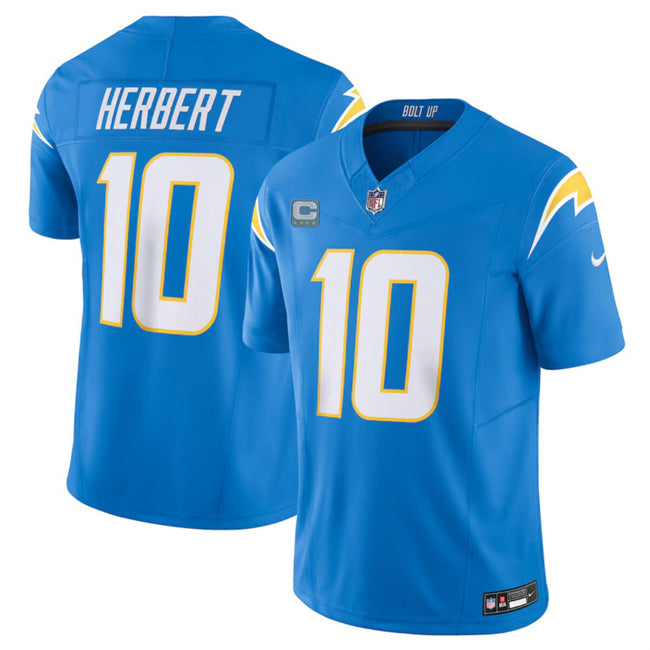 Los Angeles Chargers #10 Justin Herbert Blue 2024 FUSE With 4 Star C Patch Vapor Jersey