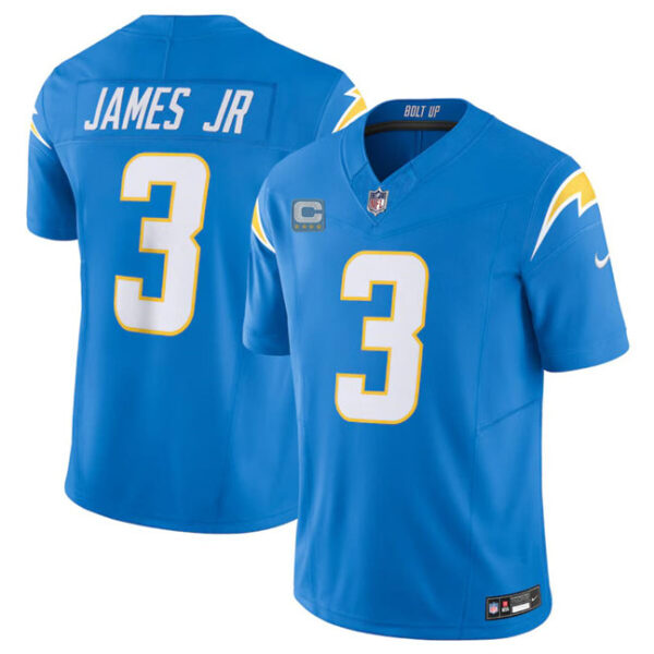 Los Angeles Chargers #3 Derwin James Jr Blue 2024 FUSE With 4 Star C Patch Jersey