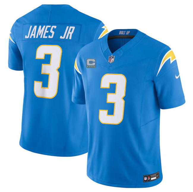 Los Angeles Chargers #3 Derwin James Jr Blue 2024 FUSE With 4 Star C Patch Jersey