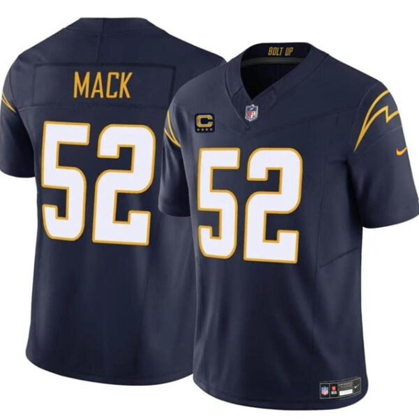 Los Angeles Chargers #52 Khalil Mack Navy 2024 FUSE With 4 Star C Patch Vapor Jersey