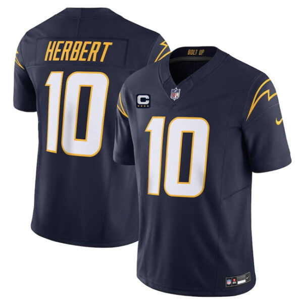 Los Angeles Chargers #10 Justin Herbert Navy 2024 FUSE With 4 Star C Patch Jersey