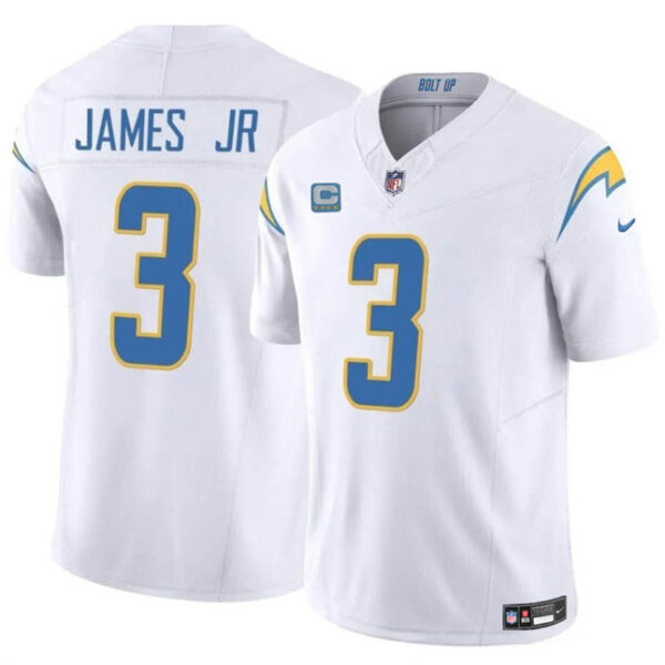 Los Angeles Chargers #3 Derwin James Jr White 2024 FUSE With 4 Star C Patch Jersey
