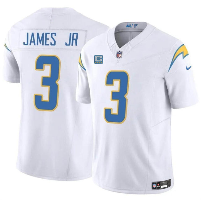 Los Angeles Chargers #3 Derwin James Jr White 2024 FUSE With 4 Star C Patch Jersey