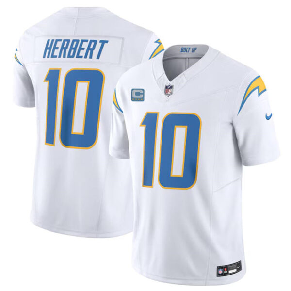Los Angeles Chargers #10 Justin Herbert White 2024 FUSE With 4 Star C Patch Jersey