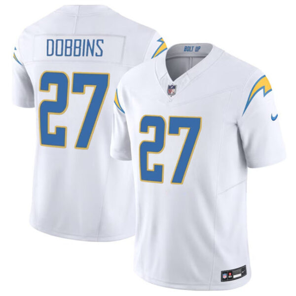 Los Angeles Chargers #27 JK Dobbins White 2024 FUSE Vapor Limited Stitched Football Jersey