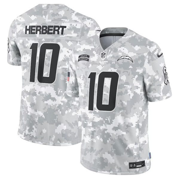 Los Angeles Chargers #10 Justin Herbert Arctic Camo 2024 FUSE Salute To Service Limited Football Stitched Jersey