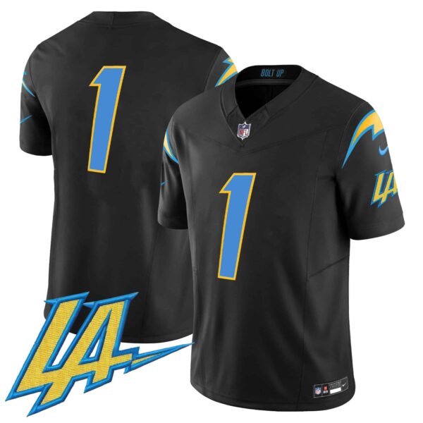 Men’s Chargers Vapor Limited Jersey V2 – All Stitched – Black – #1 Team