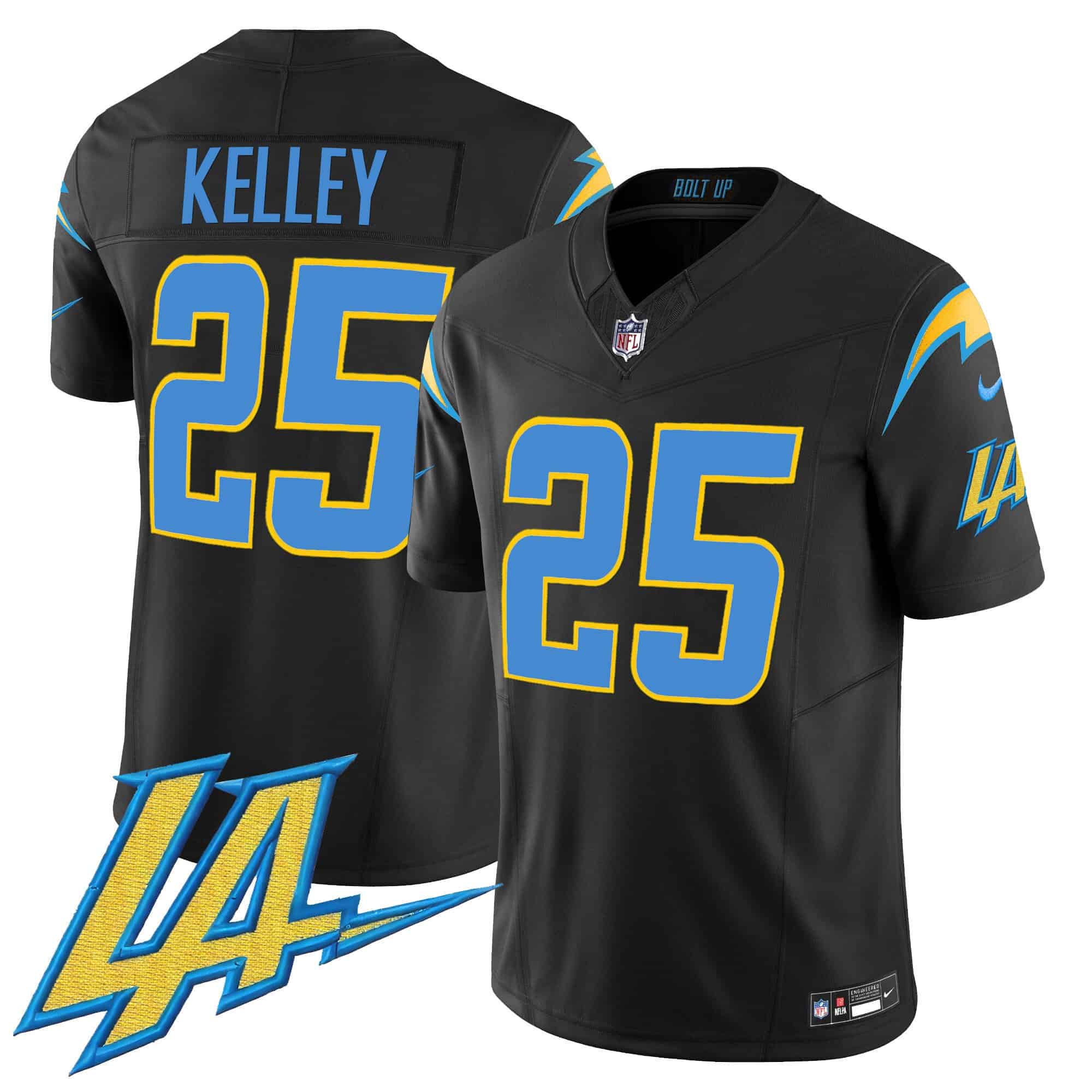 Men’s Chargers Vapor Limited Jersey V2 – All Stitched – Black – Joshua Kelley