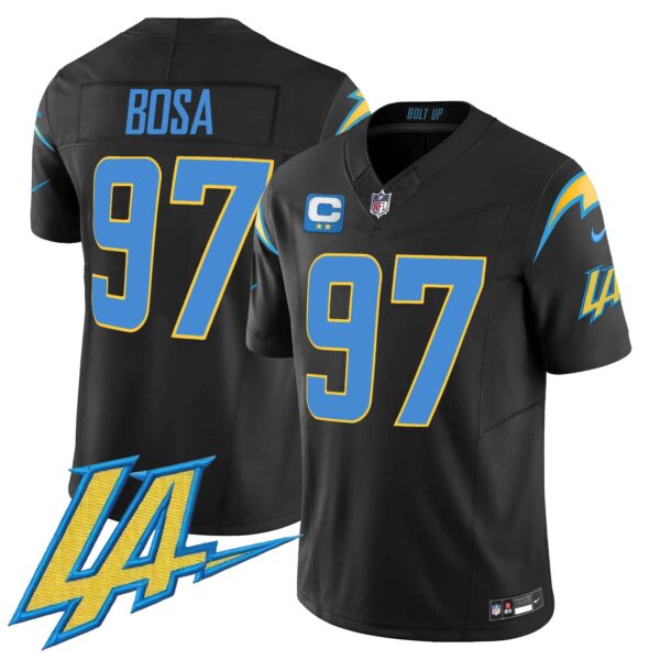 Men’s Chargers Vapor Limited Jersey V2 – All Stitched – Black – Joey Bosa