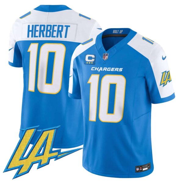 Men’s Chargers Vapor Limited Jersey V2 – All Stitched – Blue Alternate – Justin Herbert