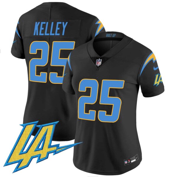 Women’s Chargers Vapor Limited Jersey V2 – All Stitched – Black – Joshua Kelley