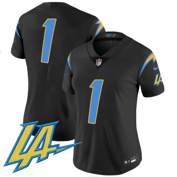 Women’s Chargers Vapor Limited Jersey V2 – All Stitched – Black – #1 Team