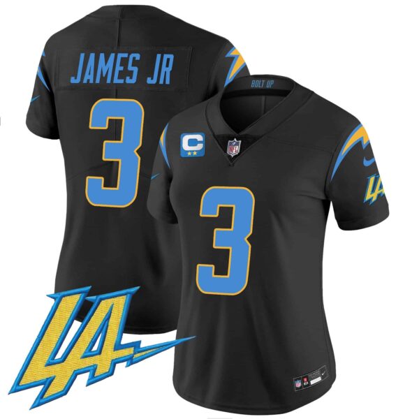Women’s Chargers Vapor Limited Jersey V2 – All Stitched – Black – Derwin James Jr.