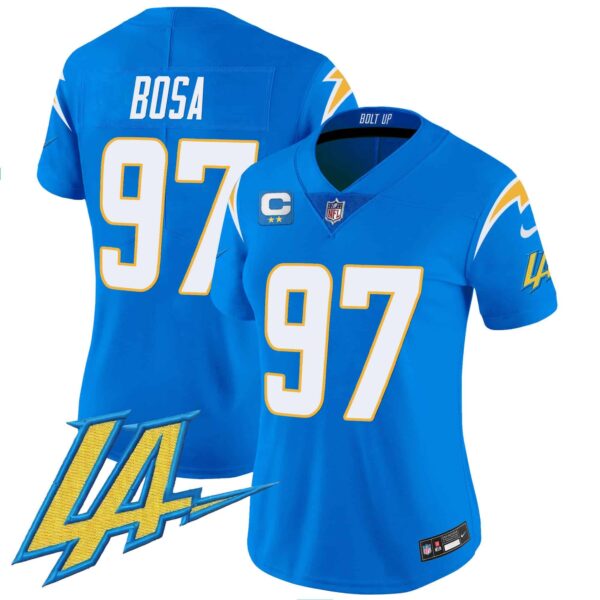 Women’s Chargers Vapor Limited Jersey V2 – All Stitched – Powder Blue – Joey Bosa