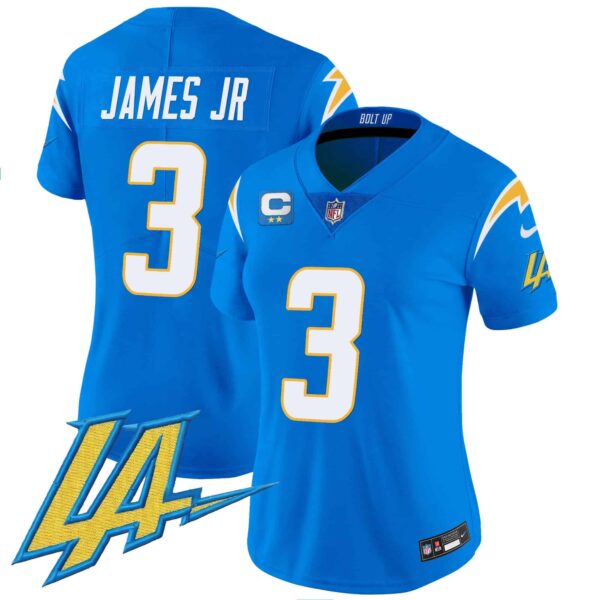 Women’s Chargers Vapor Limited Jersey V2 – All Stitched – Powder Blue – Derwin James Jr.