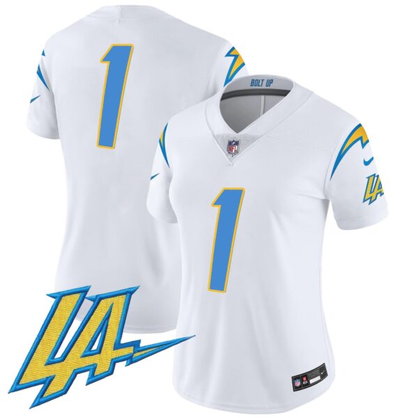 Women’s Chargers Vapor Limited Jersey V2 – All Stitched – White – #1 Team