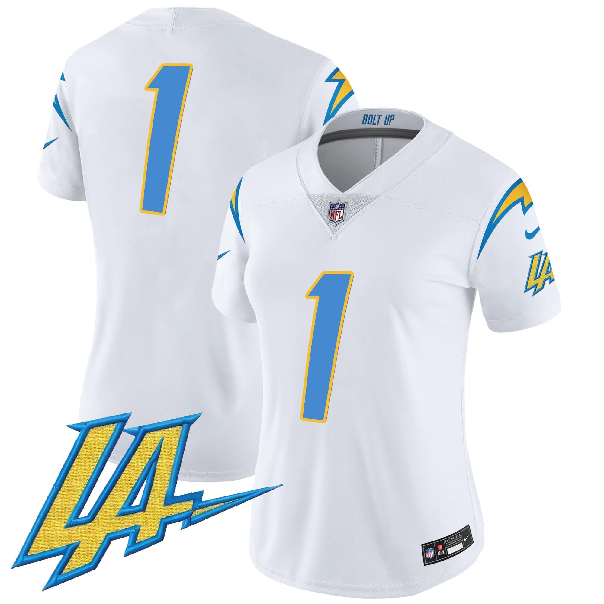Women’s Chargers Vapor Limited Jersey V2 – All Stitched – White – #1 Team