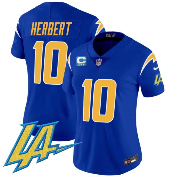 Women’s Chargers Vapor Limited Jersey V2 – All Stitched – Royal – Justin Herbert
