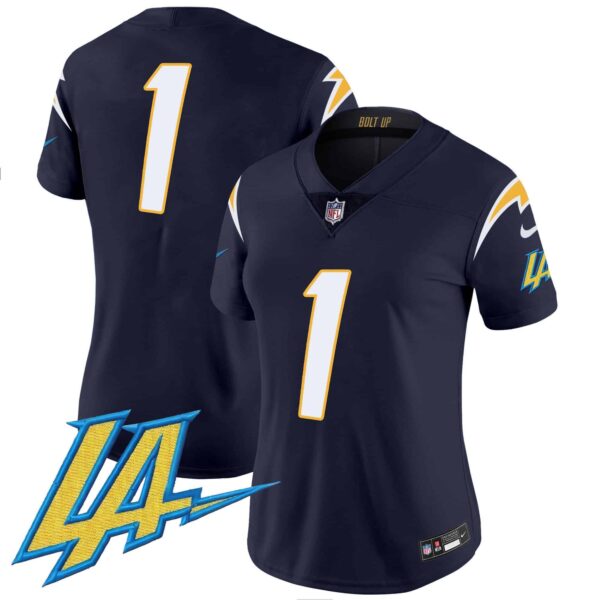 Women’s Chargers Vapor Limited Jersey V2 – All Stitched – Navy – #1 Team