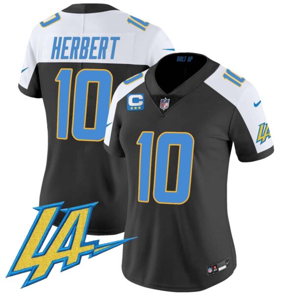 Women’s Chargers Vapor Limited Jersey V2 – All Stitched – Black Alternate – Justin Herbert