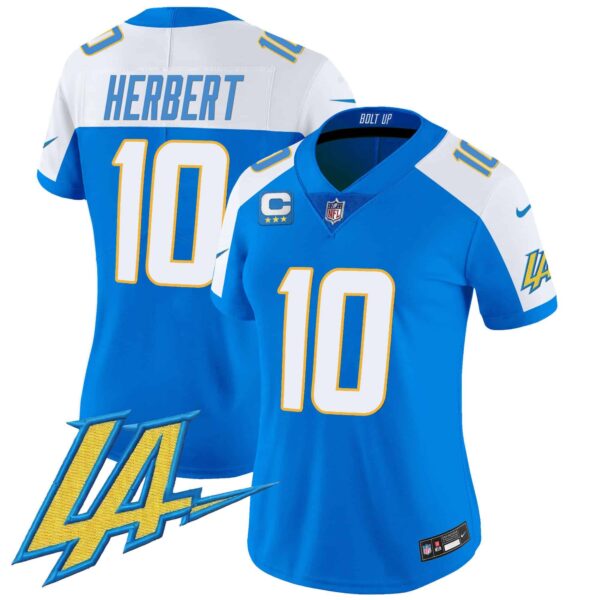 Women’s Chargers Vapor Limited Jersey V2 – All Stitched – Blue Alternate – Justin Herbert