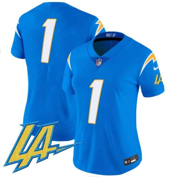 Women’s Chargers Vapor Limited Jersey V2 – All Stitched – Powder Blue – #1 Team