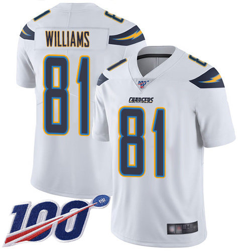 Nike Chargers #81 Mike Williams White Men’s Stitched NFL 100th Season Vapor Limited Jersey