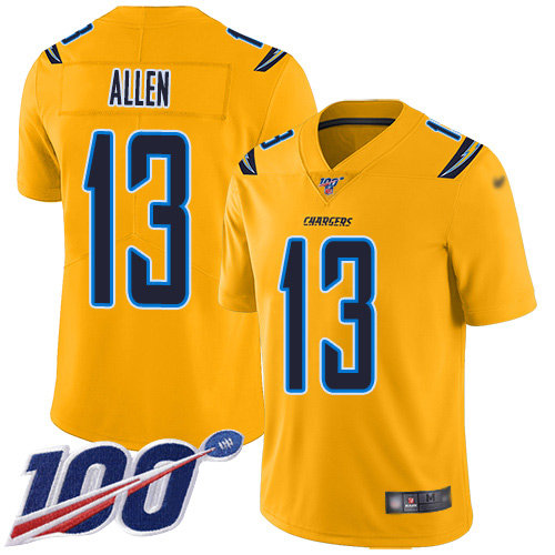 Nike Chargers #13 Keenan Allen Gold Men’s Stitched NFL Limited Inverted Legend 100th Season Jersey