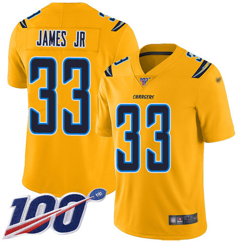 Nike Chargers #33 Derwin James Jr Gold Men’s Stitched NFL Limited Inverted Legend 100th Season Jersey