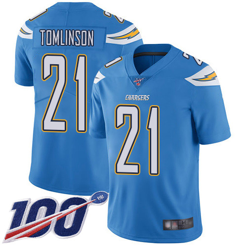 Nike Chargers #21 LaDainian Tomlinson Electric Blue Alternate Men’s Stitched NFL 100th Season Vapor Limited Jersey