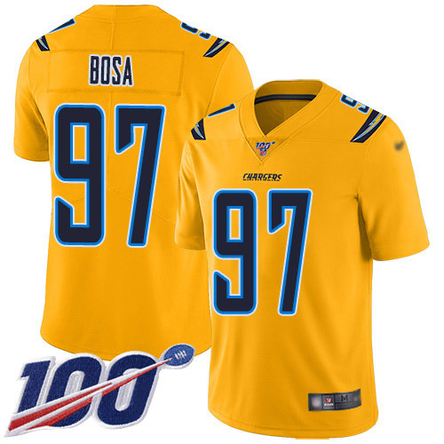Nike Chargers #97 Joey Bosa Gold Men’s Stitched NFL Limited Inverted Legend 100th Season Jersey