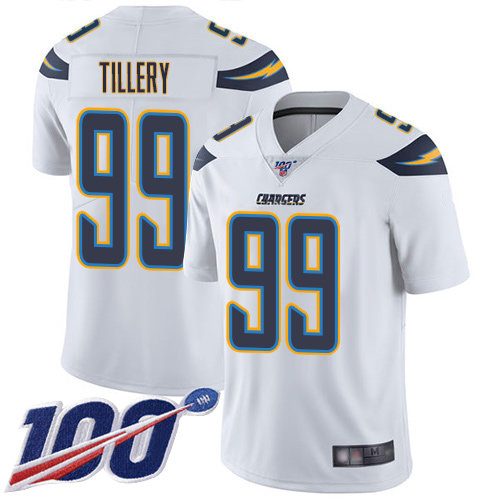 Nike Chargers #99 Jerry Tillery White Men’s Stitched NFL 100th Season Vapor Limited Jersey