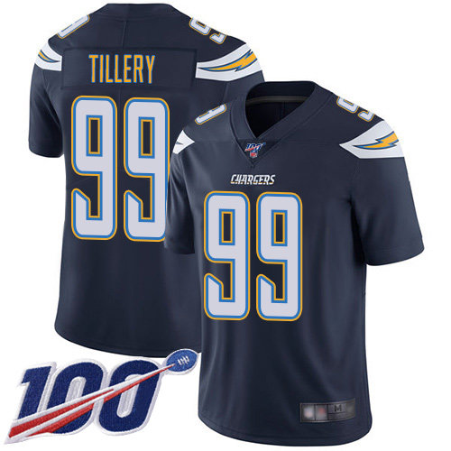 Nike Chargers #99 Jerry Tillery Navy Blue Team Color Men’s Stitched NFL 100th Season Vapor Limited Jersey