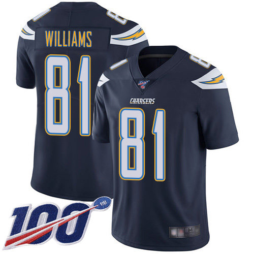 Nike Chargers #81 Mike Williams Navy Blue Team Color Men’s Stitched NFL 100th Season Vapor Limited Jersey