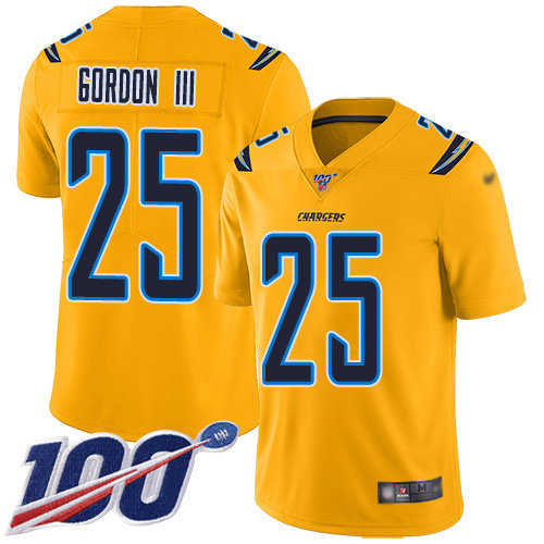 Nike Chargers #25 Melvin Gordon III Gold Men’s Stitched NFL Limited Inverted Legend 100th Season Jersey