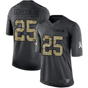 Chargers #25 Melvin Gordon III Black Men’s Stitched Football Limited 2016 Salute to Service Jersey