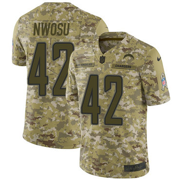 Nike Chargers #42 Uchenna Nwosu Camo Men’s Stitched NFL Limited 2018 Salute To Service Jersey