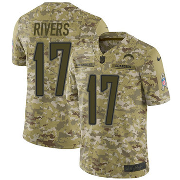 Nike Chargers #17 Philip Rivers Camo Men’s Stitched NFL Limited 2018 Salute To Service Jersey