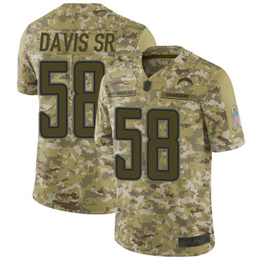 Chargers #58 Thomas Davis Sr Camo Men’s Stitched Football Limited 2018 Salute To Service Jersey