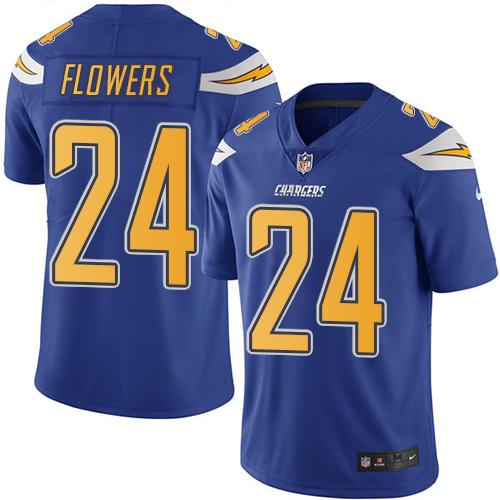 Nike Chargers #24 Brandon Flowers Electric Blue Men’s Stitched NFL Limited Rush Jersey