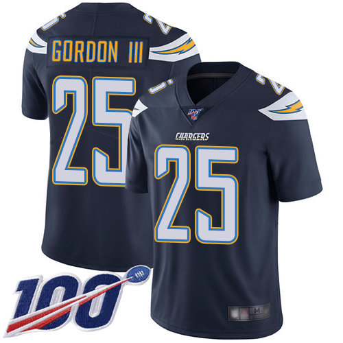 Chargers #25 Melvin Gordon III Navy Blue Team Color Men’s Stitched Football 100th Season Vapor Limited Jersey