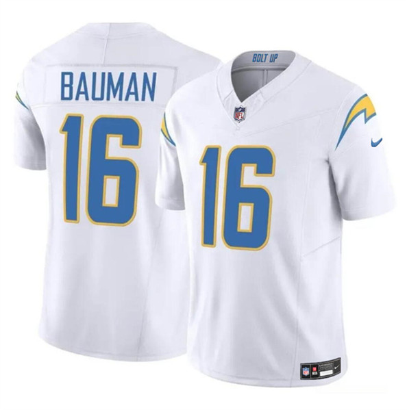 Men’s Los Angeles Chargers #16 Casey Bauman White 2024 F.U.S.E. Vapor Limited Football Stitched Jersey