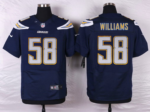 Men’s San Diego Chargers #58 Tourek Williams Navy Blue Team Color NFL Nike Elite Jersey